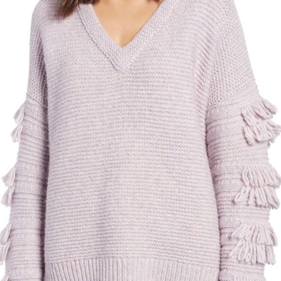 Madewell Fringe Sleeve Purple Sweater sz L - Picture 4 of 8